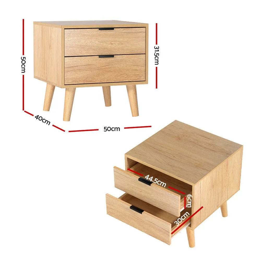 2 Drawer Bedside Table Pine