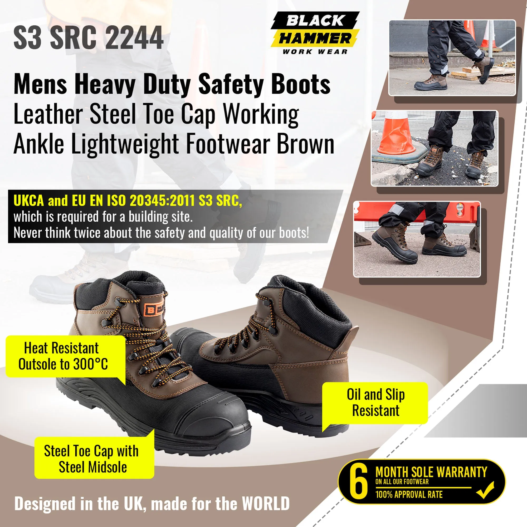 2244 Mens Brown Heavy Duty Safety Boots