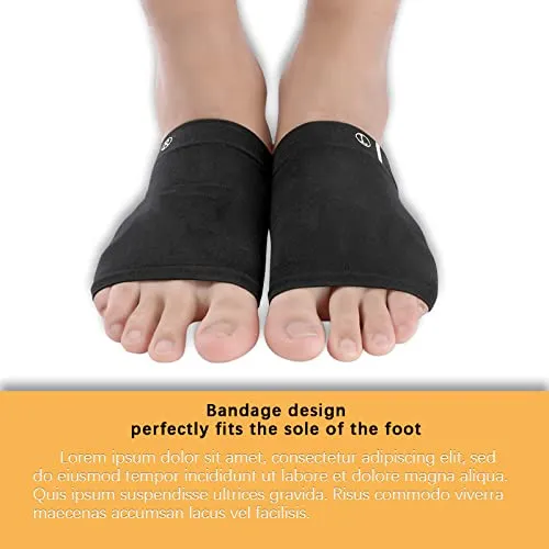 4 Pairs Arch Support Sleeves, Metatarsal Compression Arch Support Sleeve, Arch Support Brace for Fat Foot Pain Relief(Black) Black