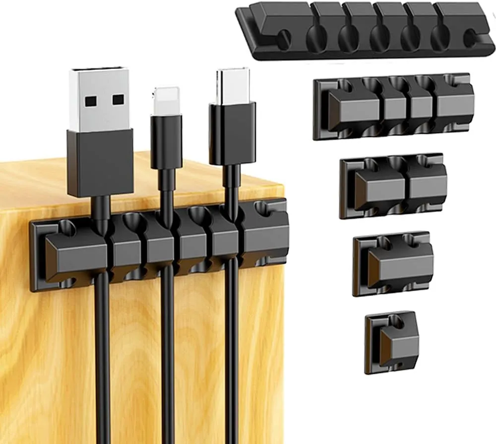 5Pc Multi-Purpose Cable Organizer Set -Black