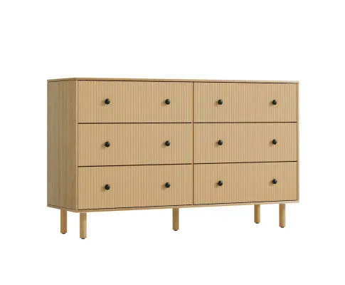 6 Chest of Drawers Flutted Front - RUTH Oak