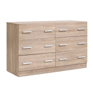 6 Drawer Lowboy Storage Dresser Oak