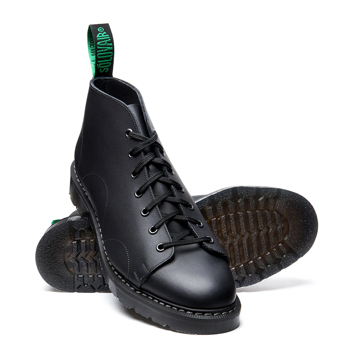 7 Eye Monkey Boot - Black Greasy Solovair Original Sole Smoke