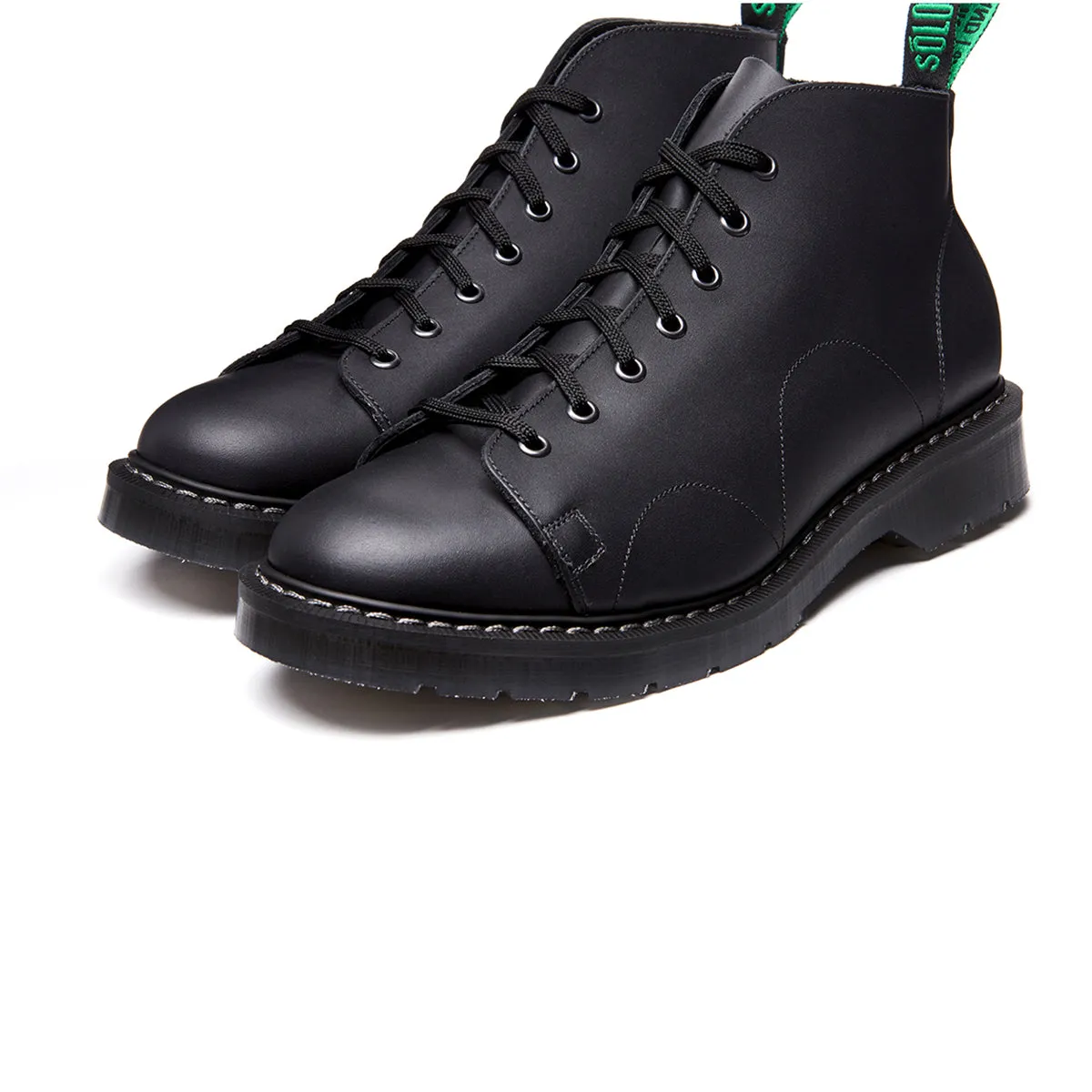 7 Eye Monkey Boot - Black Greasy Solovair Original Sole Smoke