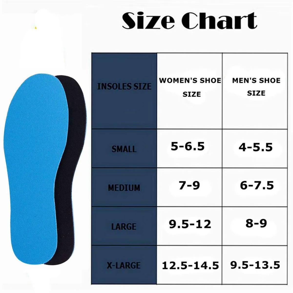 Amitataha 2 Pairs Breathable Insoles, Super-Soft, Sweat-Absorbent, Double-Colored and Double-Layered Shoe Inserts of Foam That Fit in Any Shoes (Blue/Black, 12.5-14.5 Women/9.5-13.5 Men) Blue/Black