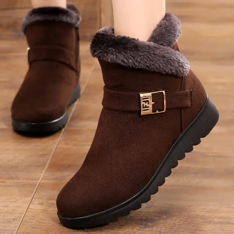 Amozae-Back to College Women boots snow 2024 warm plush suede zipper winter boots women shoes woman ankle boots female no-slip Botas Mujer