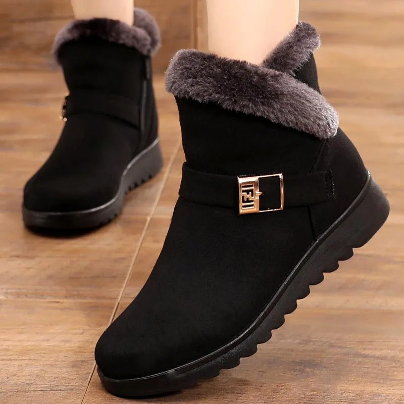 Amozae-Back to College Women boots snow 2024 warm plush suede zipper winter boots women shoes woman ankle boots female no-slip Botas Mujer