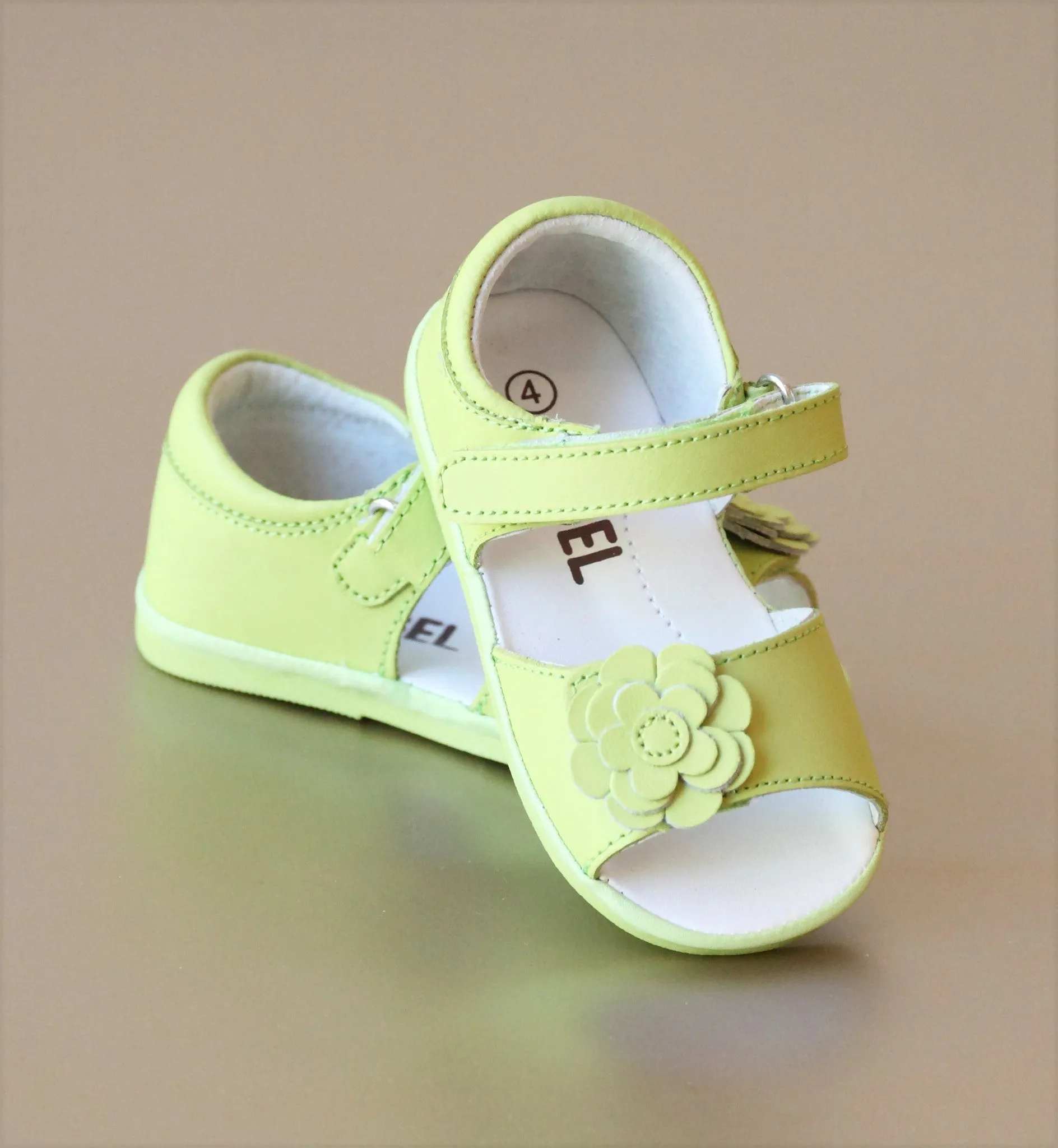 Angel Baby Girls Open Toe Leather Flower Sandal