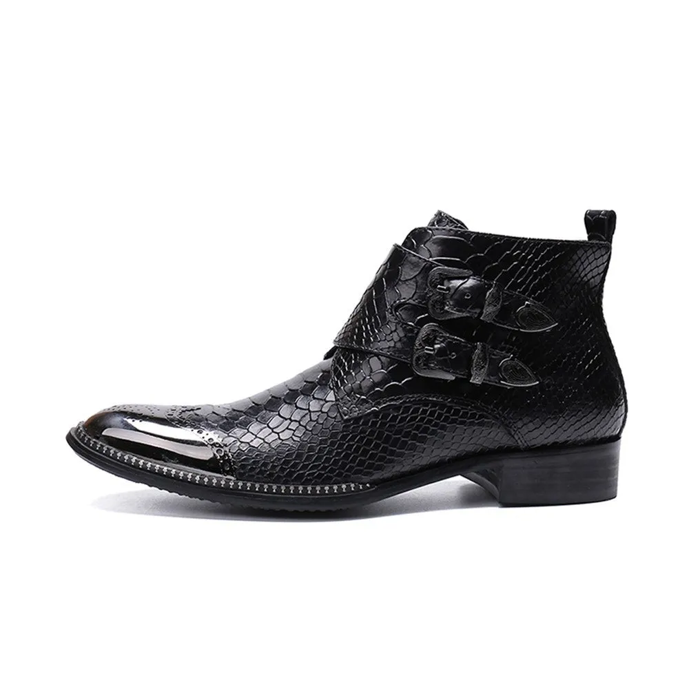 Animal Pattern Wing Tip Mens Boots