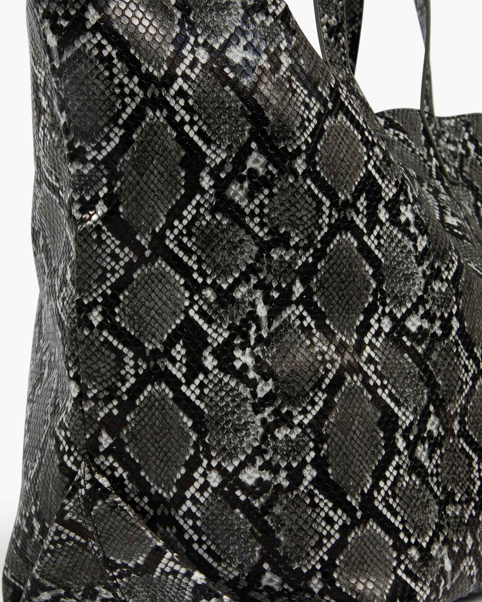 Aria Snakeskin Print Tote Bag | Light Grey / Black