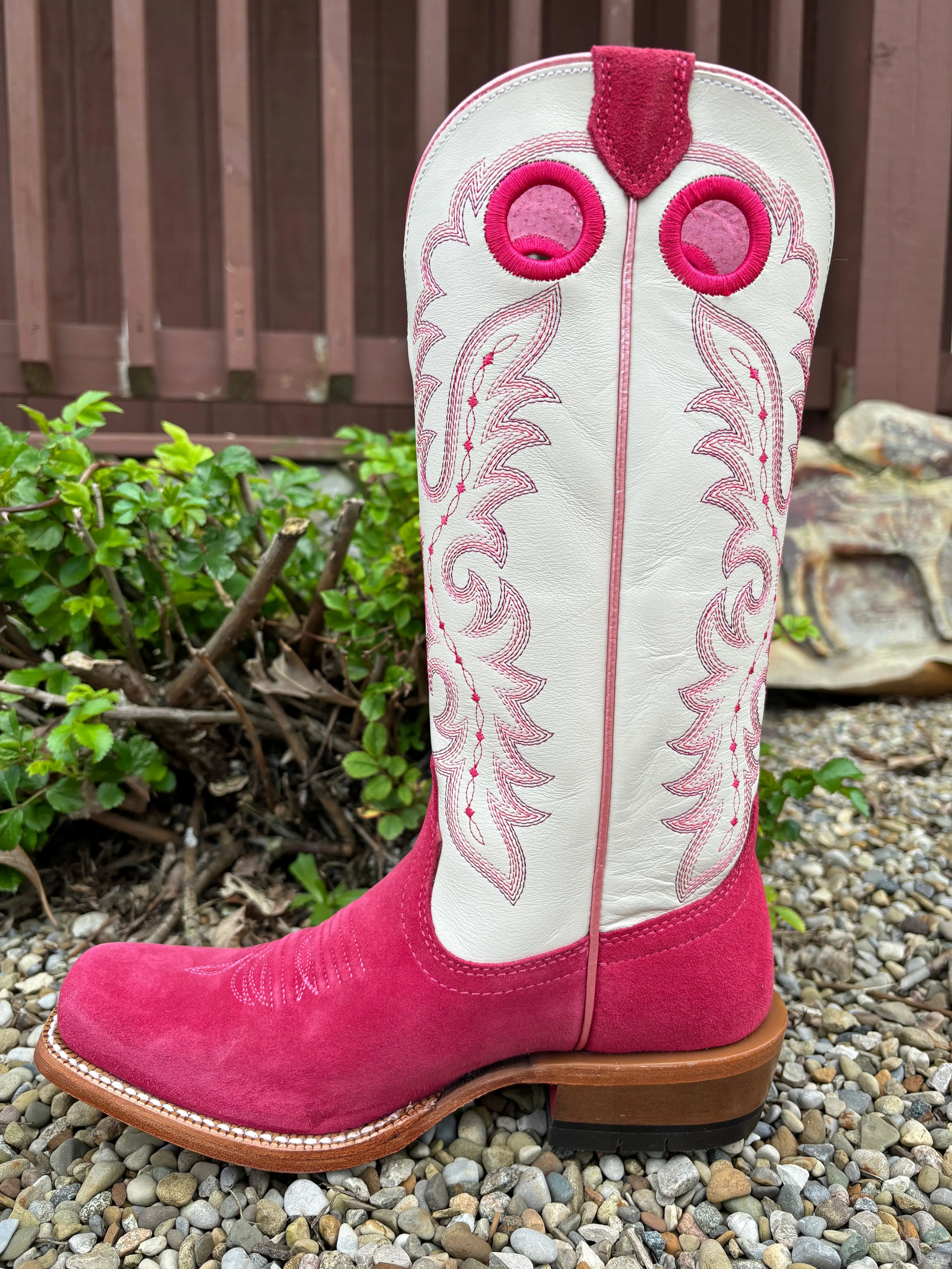 Ariat Women's Futurity Boon Deep Azalea & Blanco Roughout Cowgirl Boots 10051040