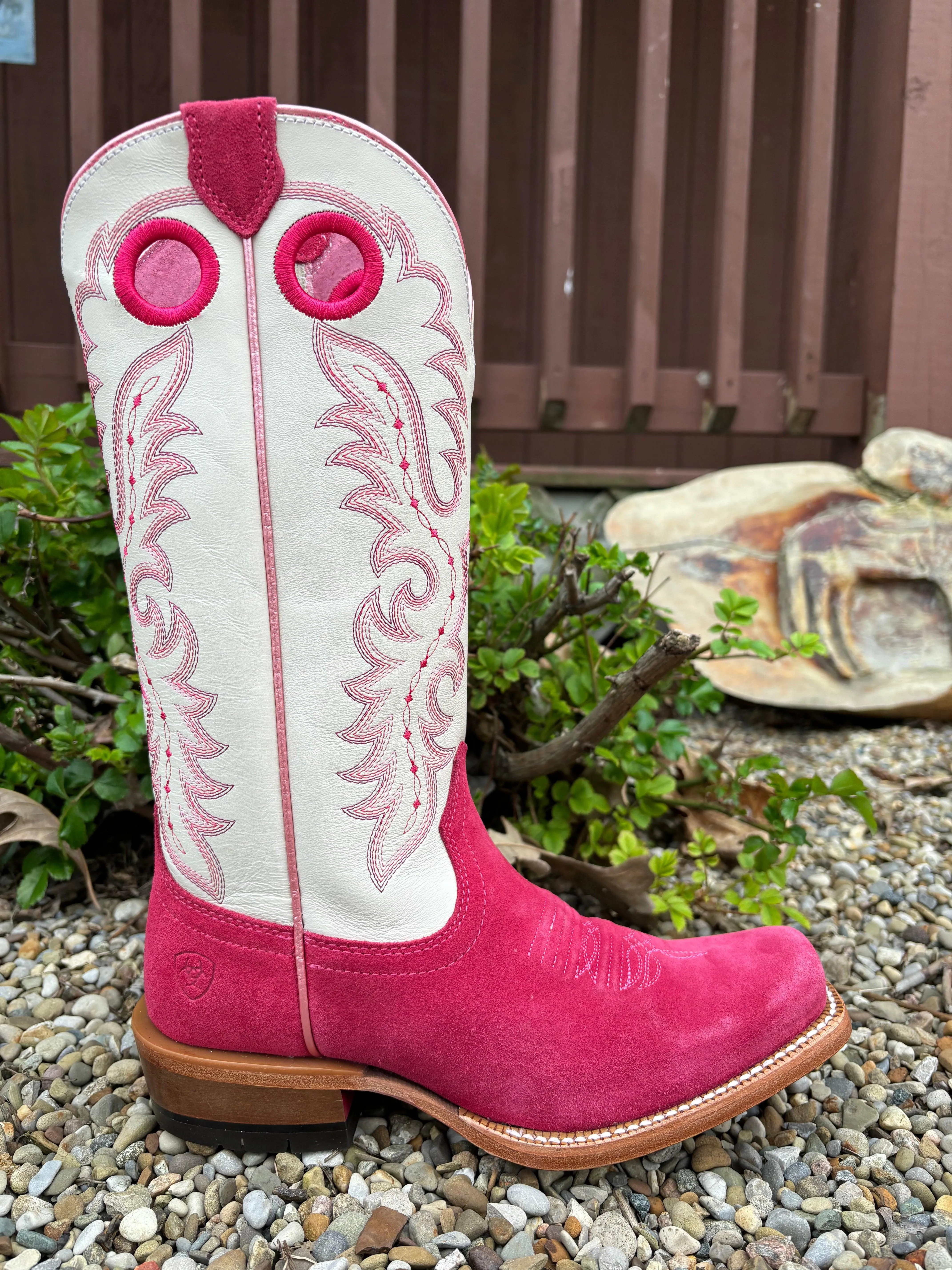 Ariat Women's Futurity Boon Deep Azalea & Blanco Roughout Cowgirl Boots 10051040