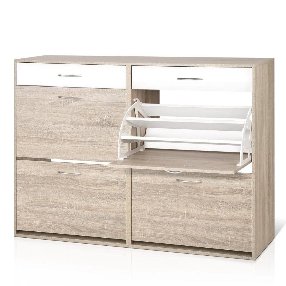 Artiss 2 Tier Shoe Cabinet - Wood