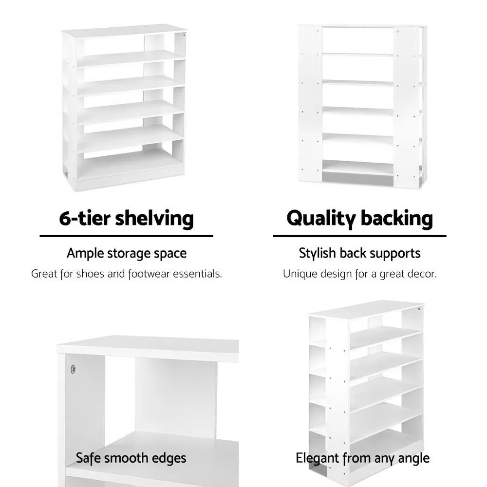 Artiss Shoe Rack Cabinet 30 Pairs 6-Tier Shelf White