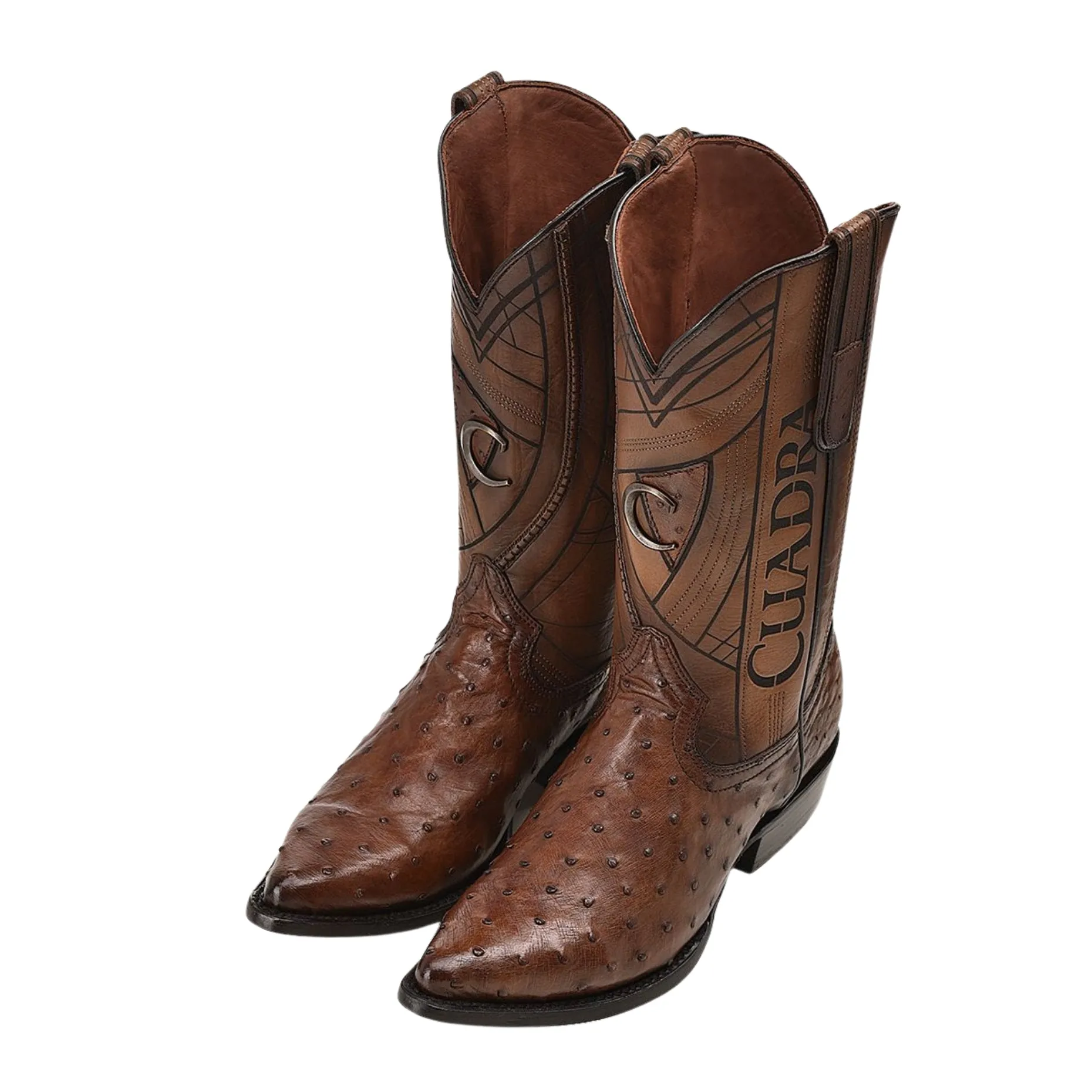 B22PA1 - Cuadra brown dress cowboy ostrich leather boots for men