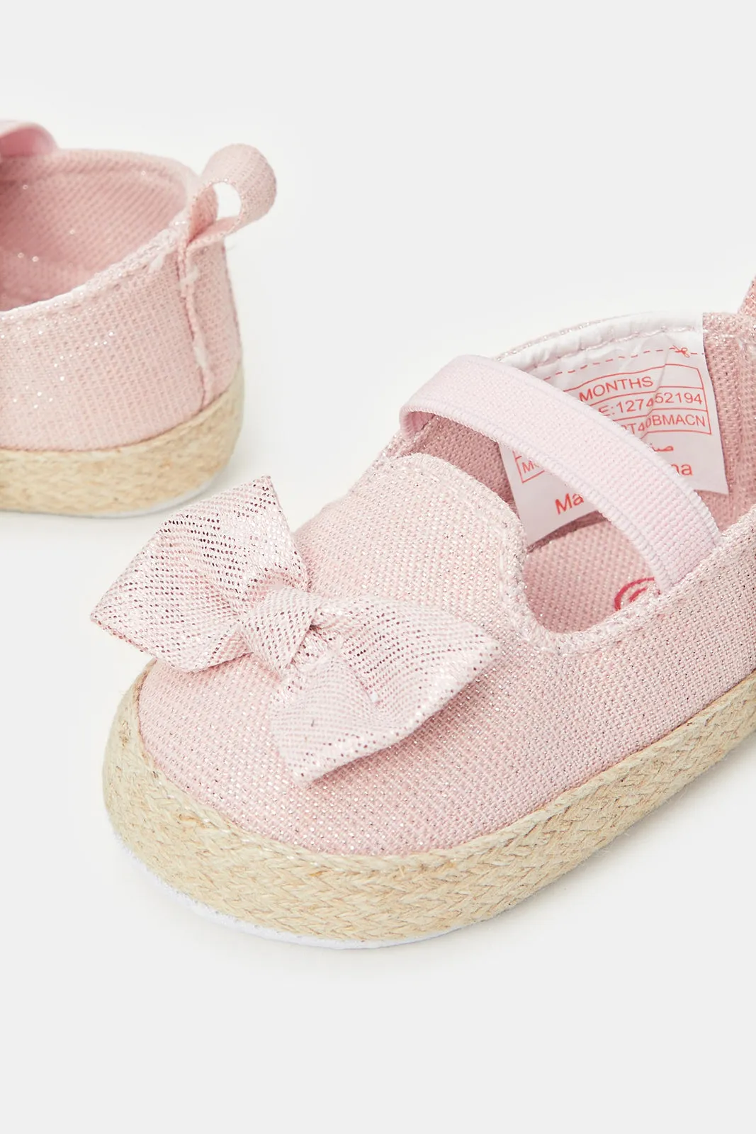 Babies Pink Diamante Pram Shoes