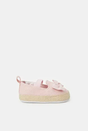 Babies Pink Diamante Pram Shoes