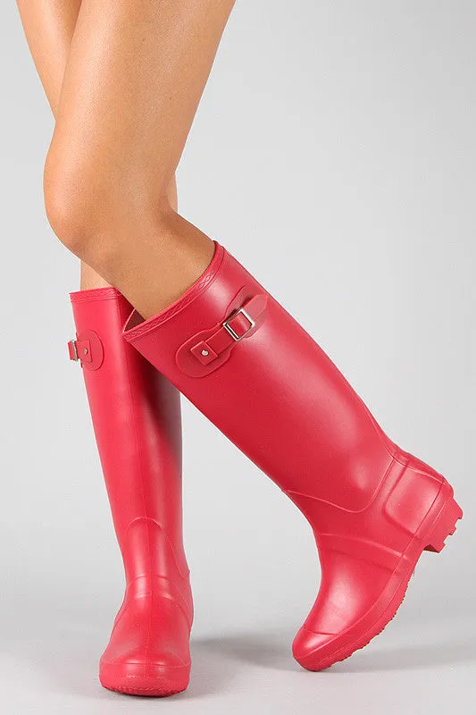 Bamboo Round Toe Knee High Rain Boot