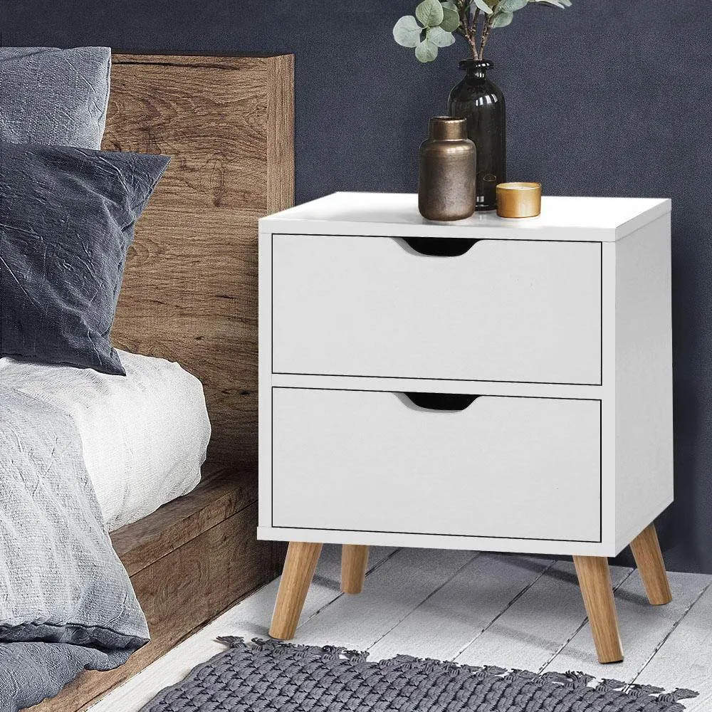 Bedside Table Drawers Side Table Nightstand White Storage Cabinet Wood