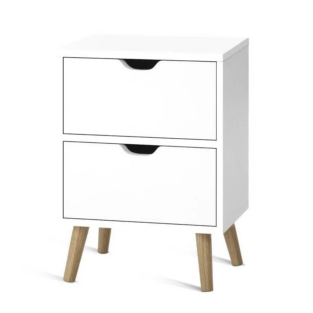 Bedside Table Drawers Side Table Nightstand White Storage Cabinet Wood