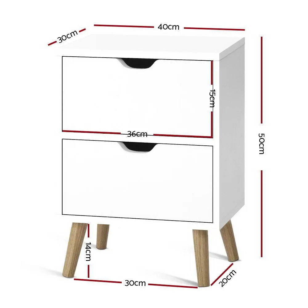 Bedside Table Drawers Side Table Nightstand White Storage Cabinet Wood