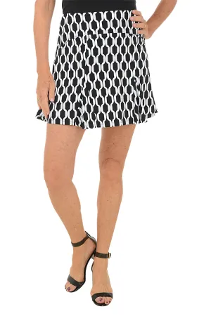 Black Geo UPF50  Godet Skort