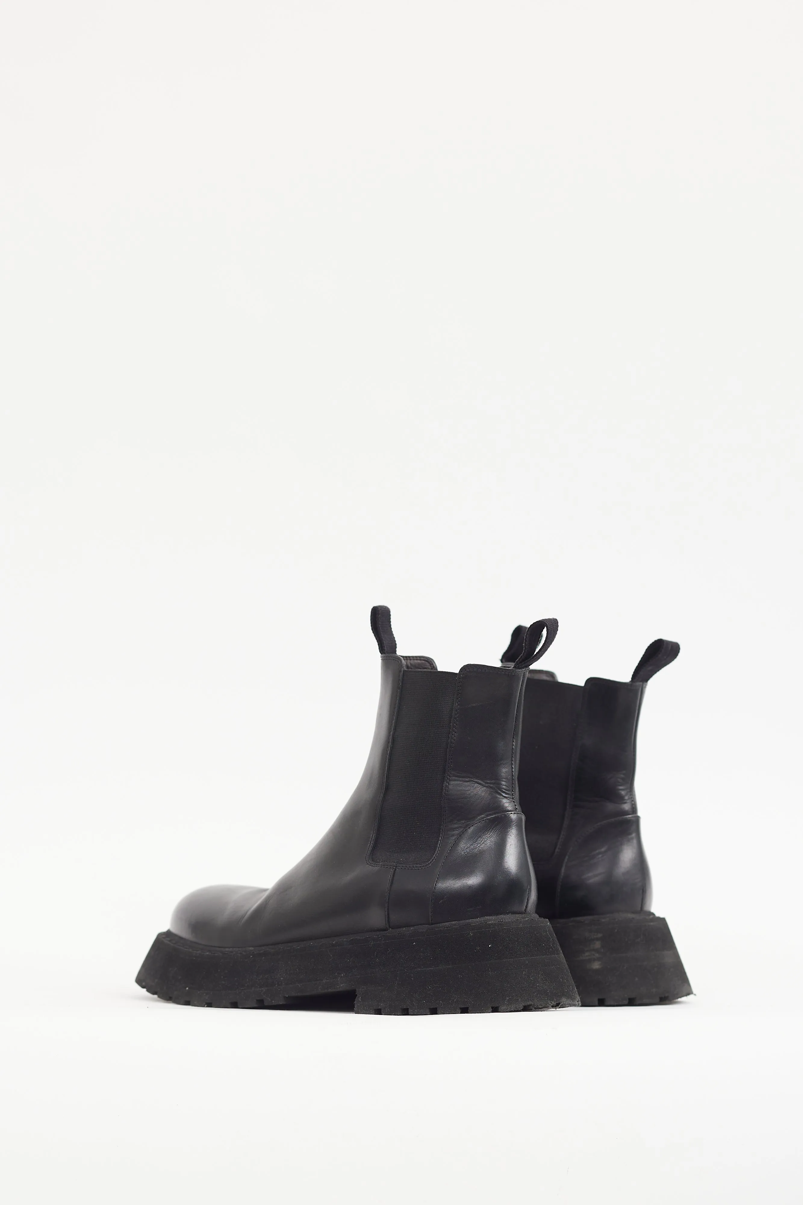 Black Leather Chunky Sole Chelsea Boot