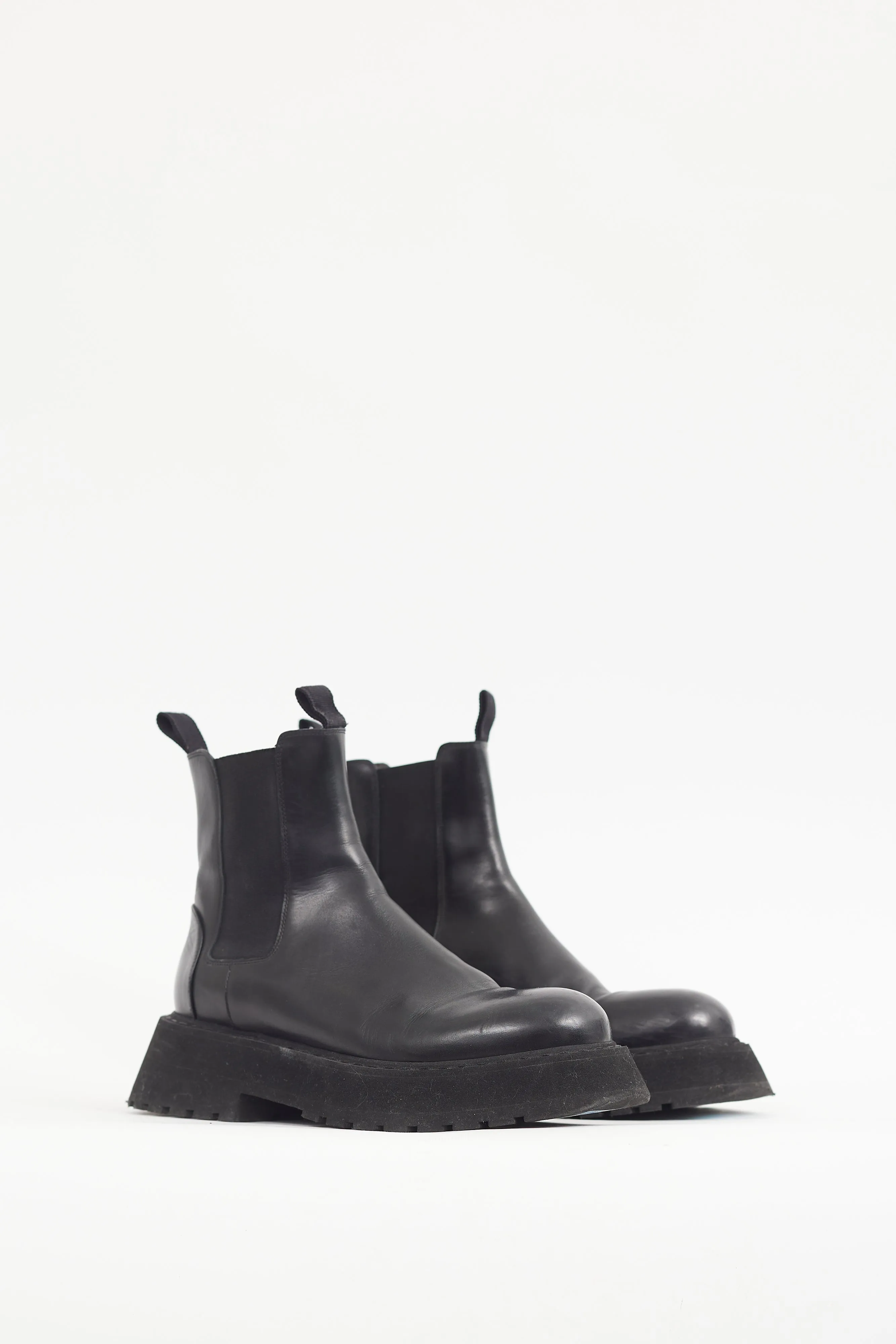 Black Leather Chunky Sole Chelsea Boot