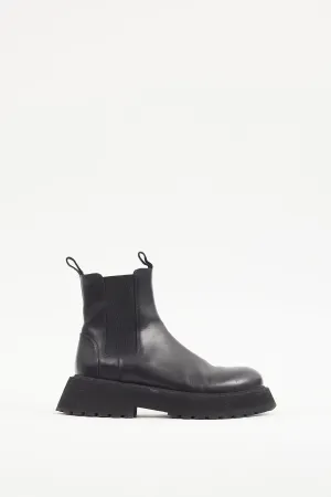 Black Leather Chunky Sole Chelsea Boot