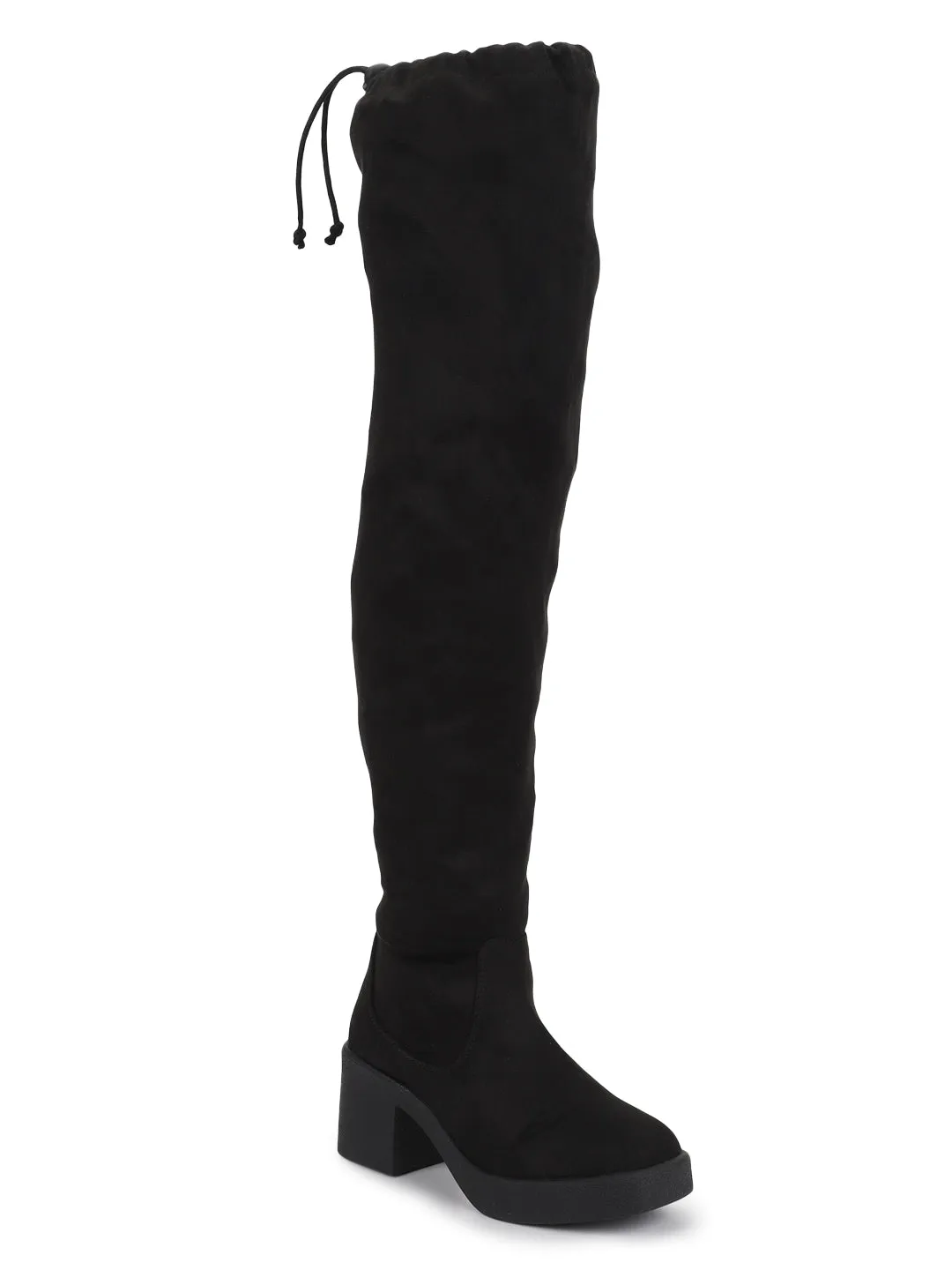 Black Suede Block Long Boots (TC-ST-1262-BLK)