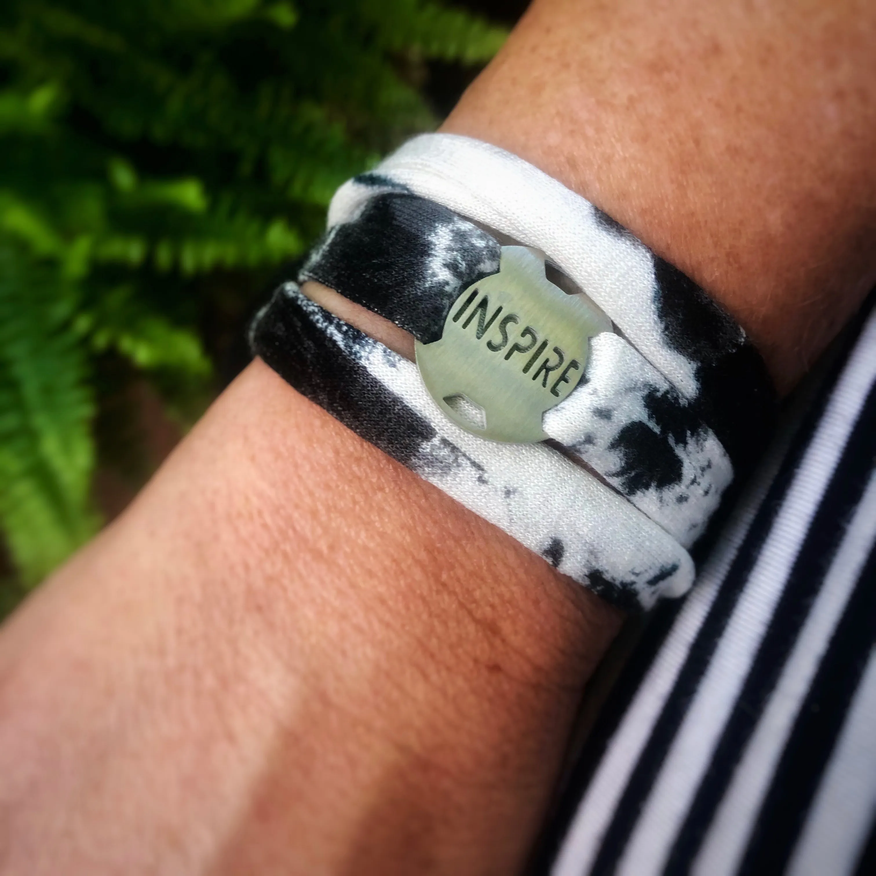 Black/White Tie Dye - Jersey Wrap Bracelet