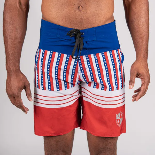 Board Shorts | Stars & Stripes | Silver SA Shield