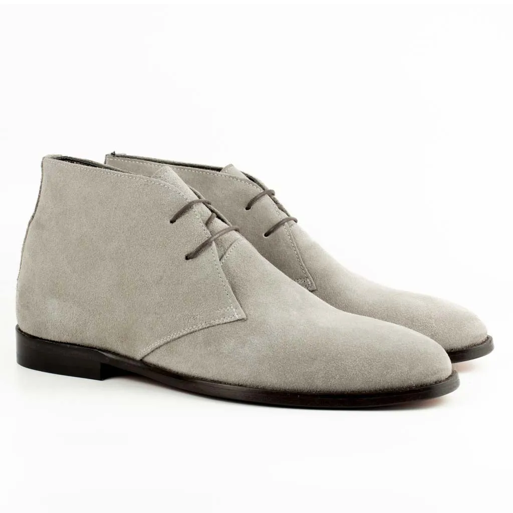 Breeze Silver Gray Men's Genuine Suede Leather Chukka Boots