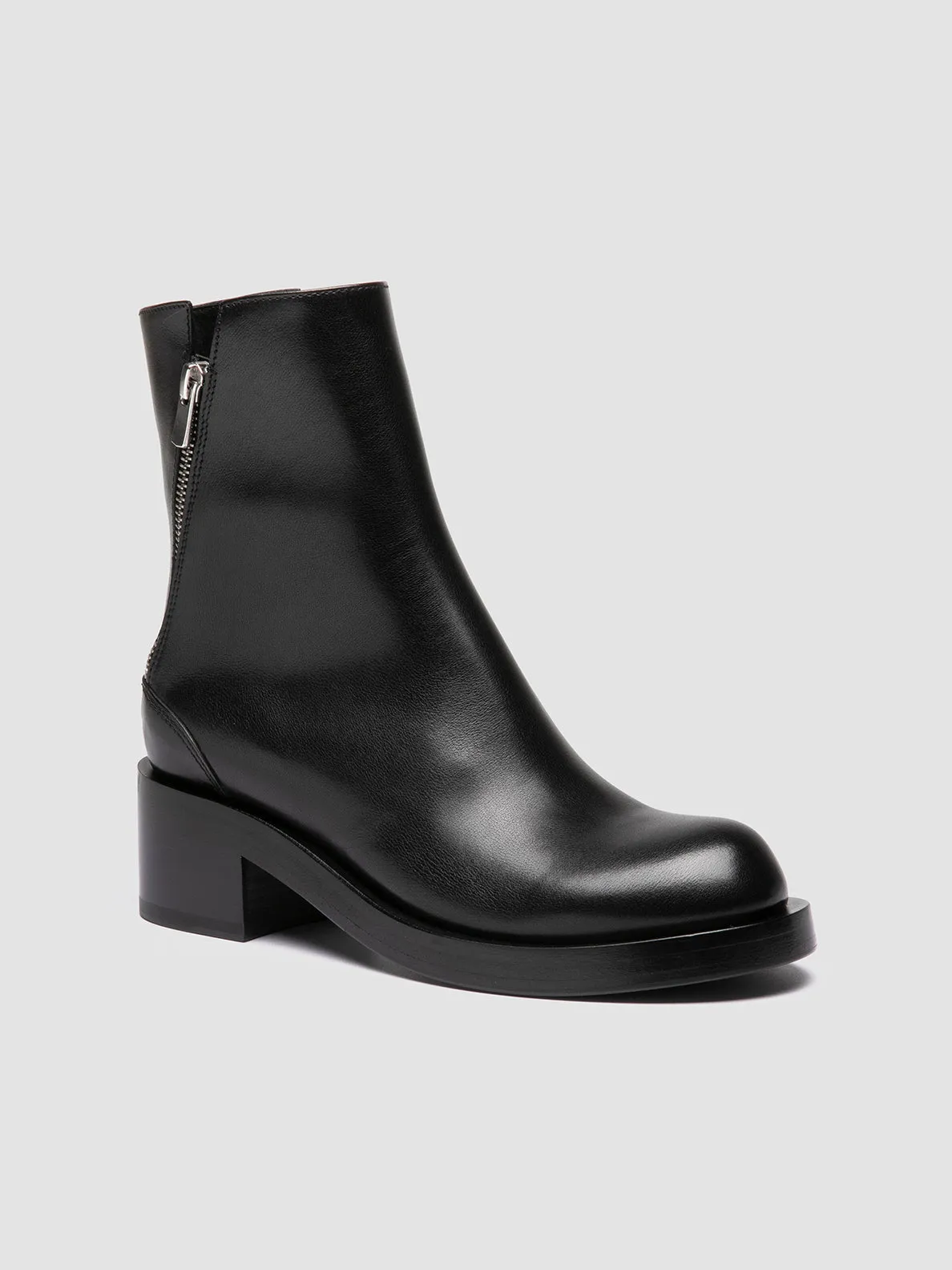 BRETT 003 - Black Leather Zipped Boots