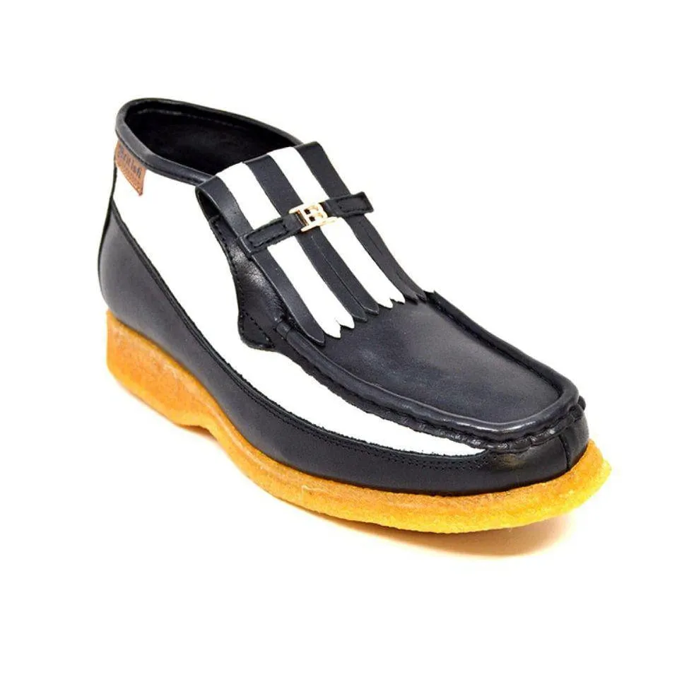 British Walkers Apollo Men's Black and White Leather Slip On