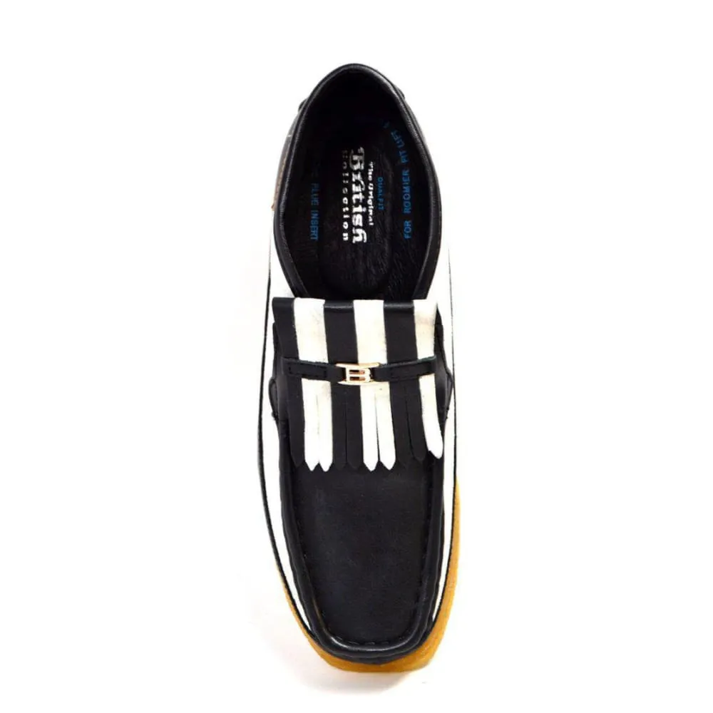 British Walkers Apollo Men's Black and White Leather Slip On