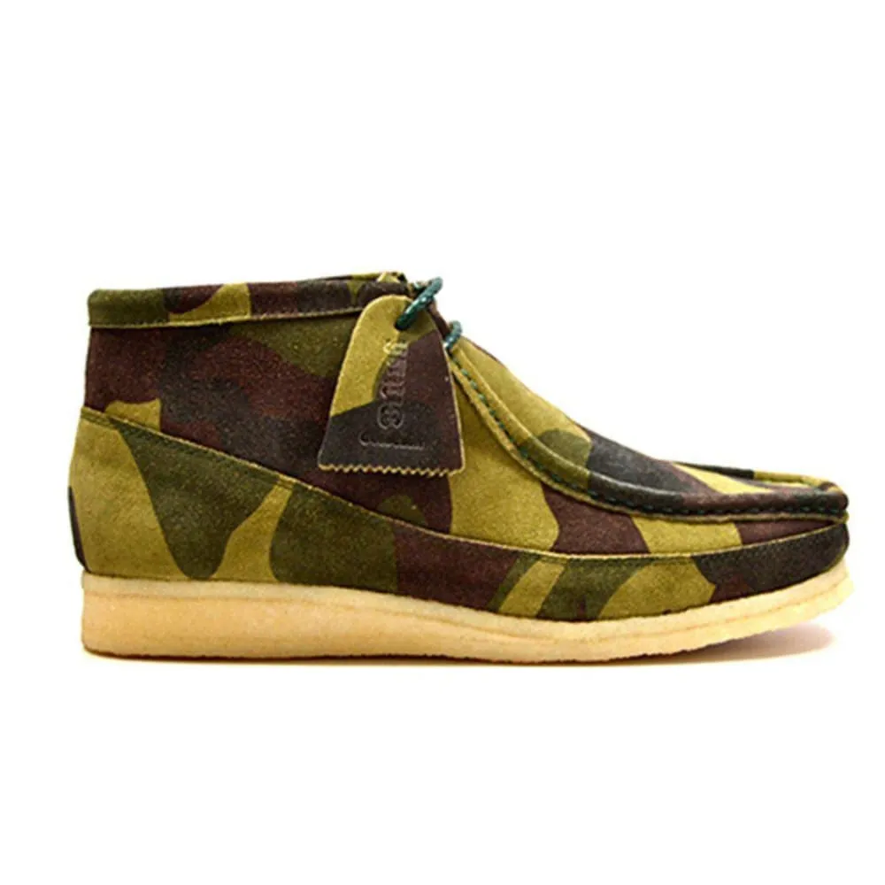 British Walkers Walker 100 Wallabee Boots Men's Green Camo Leather and Suede High Tops