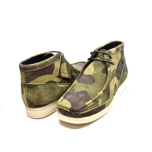 British Walkers Walker 100 Wallabee Boots Men's Green Camo Leather and Suede High Tops