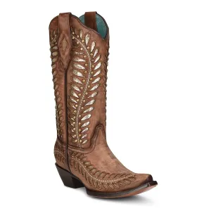 C3782 - Corral tan western cowgirl leather boots for women