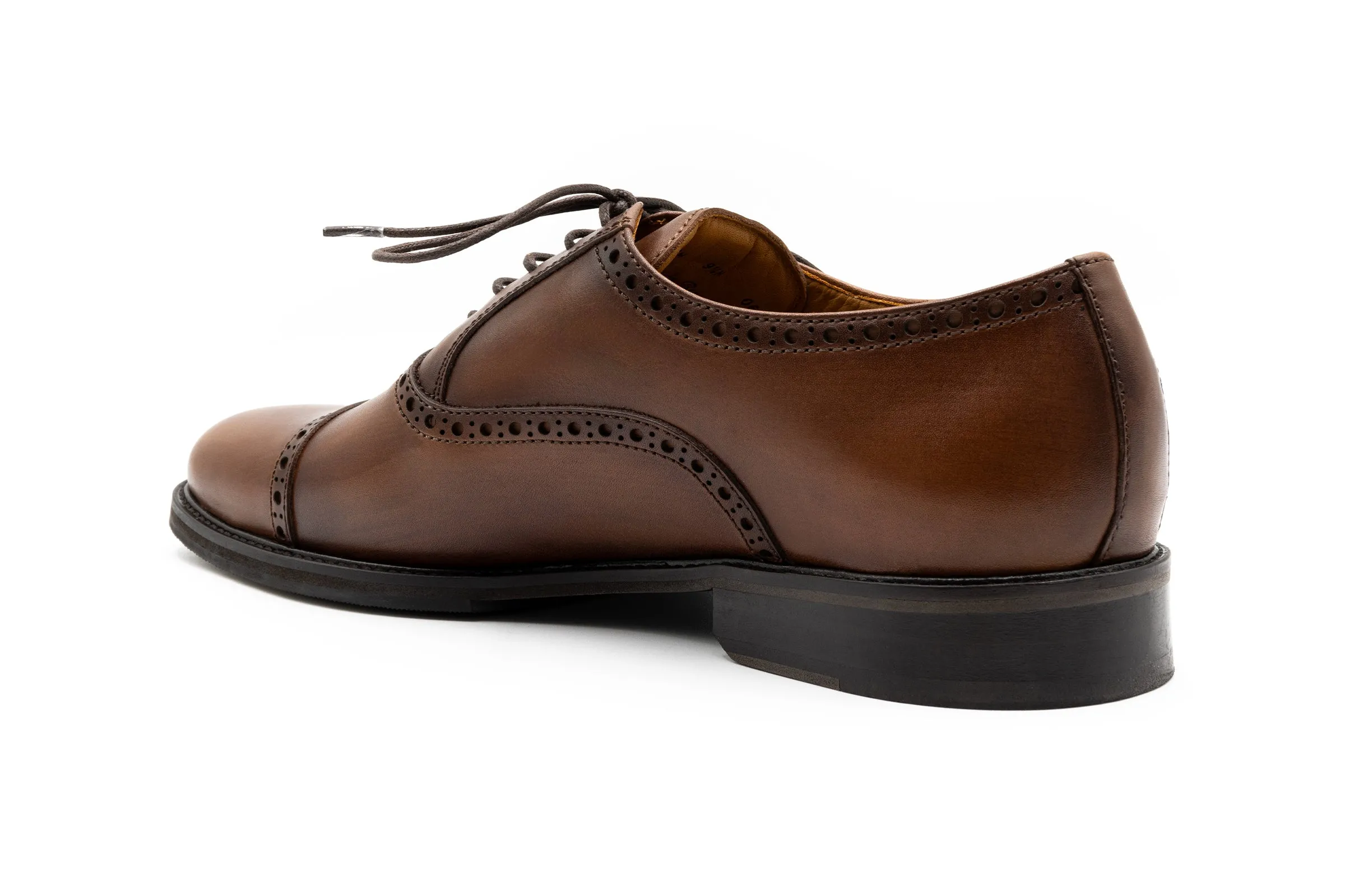 Cambridge Calf Leather Cap Toe - Chocolate