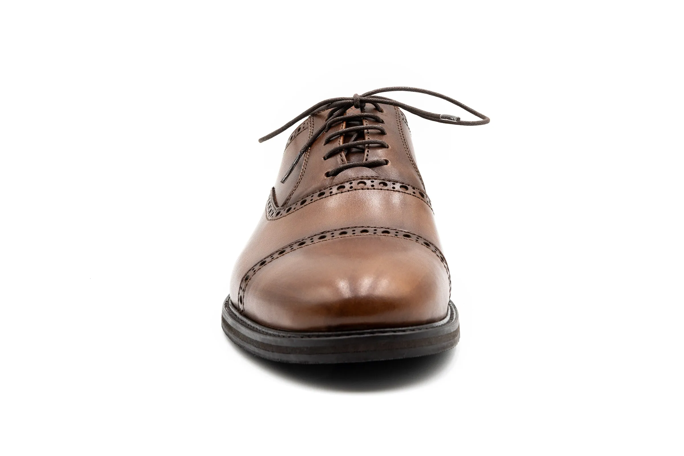 Cambridge Calf Leather Cap Toe - Chocolate