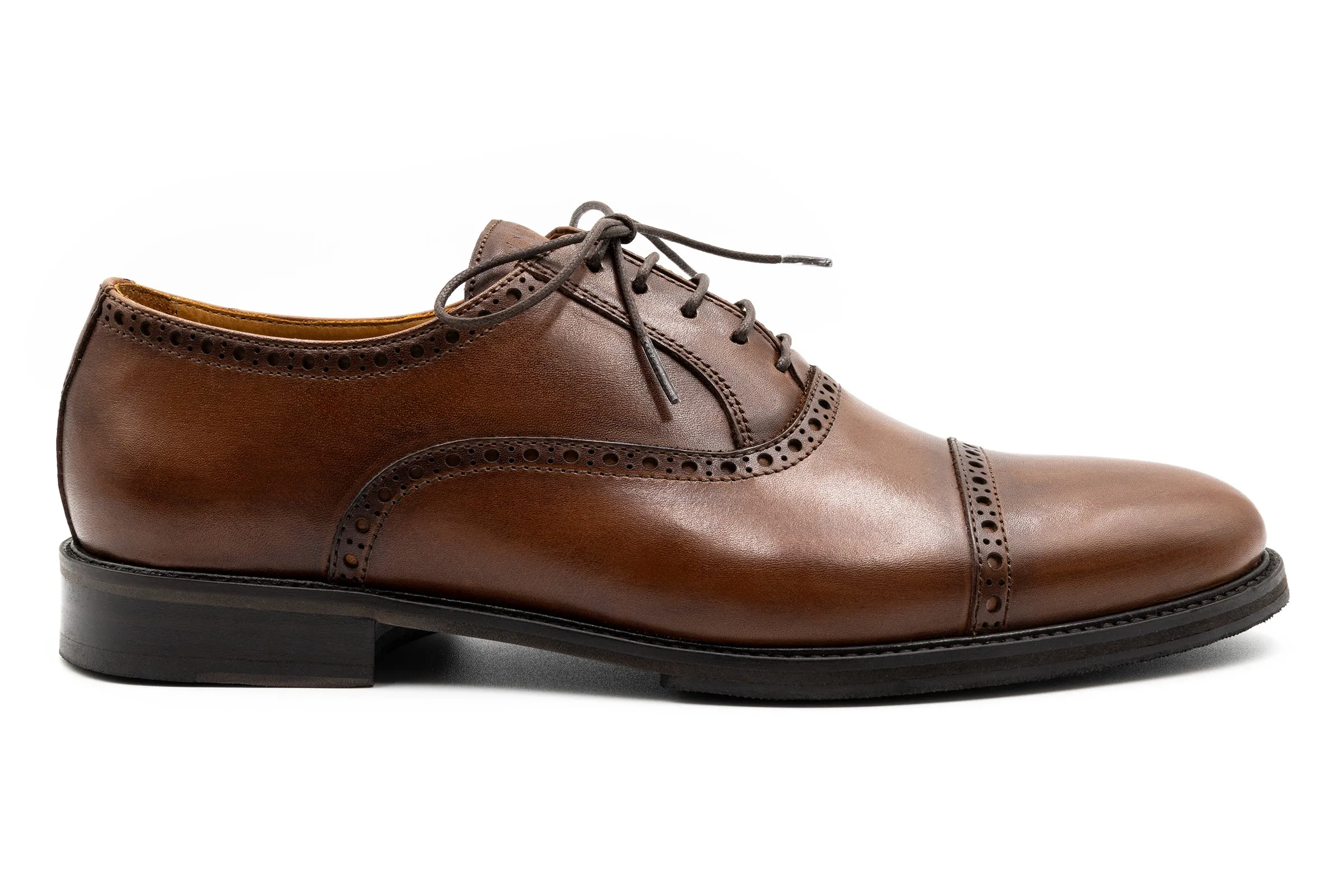 Cambridge Calf Leather Cap Toe - Chocolate