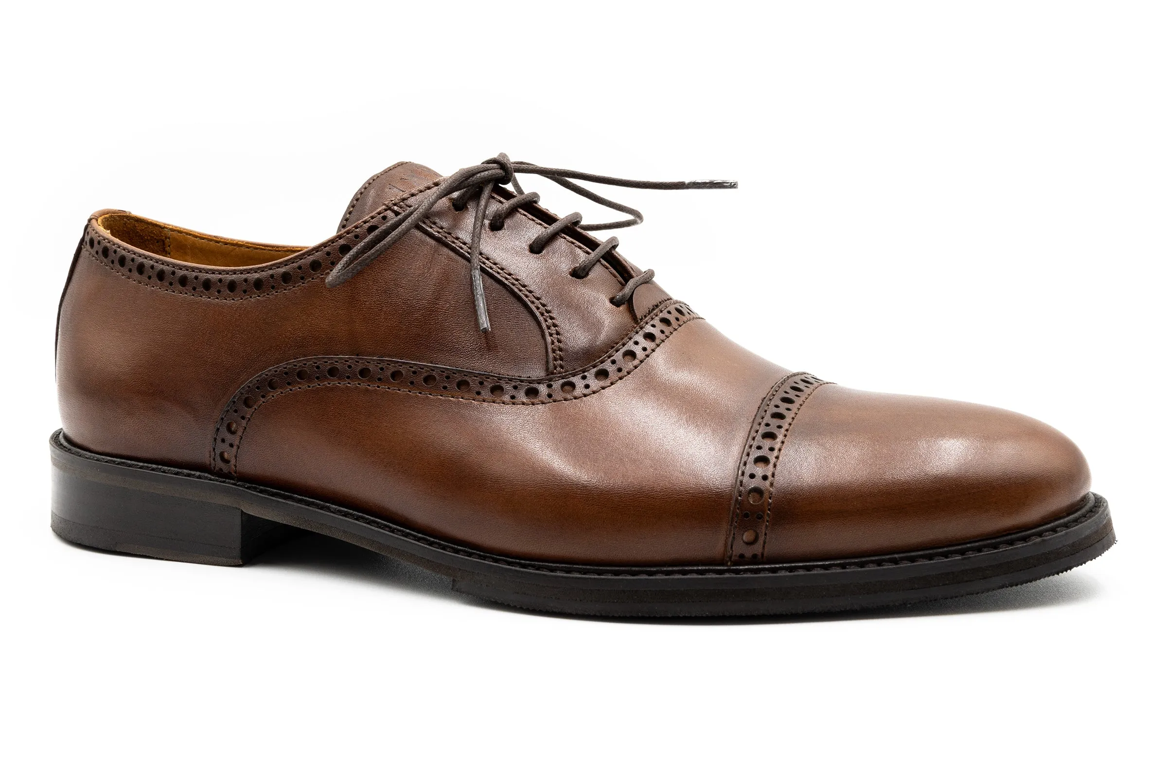 Cambridge Calf Leather Cap Toe - Chocolate