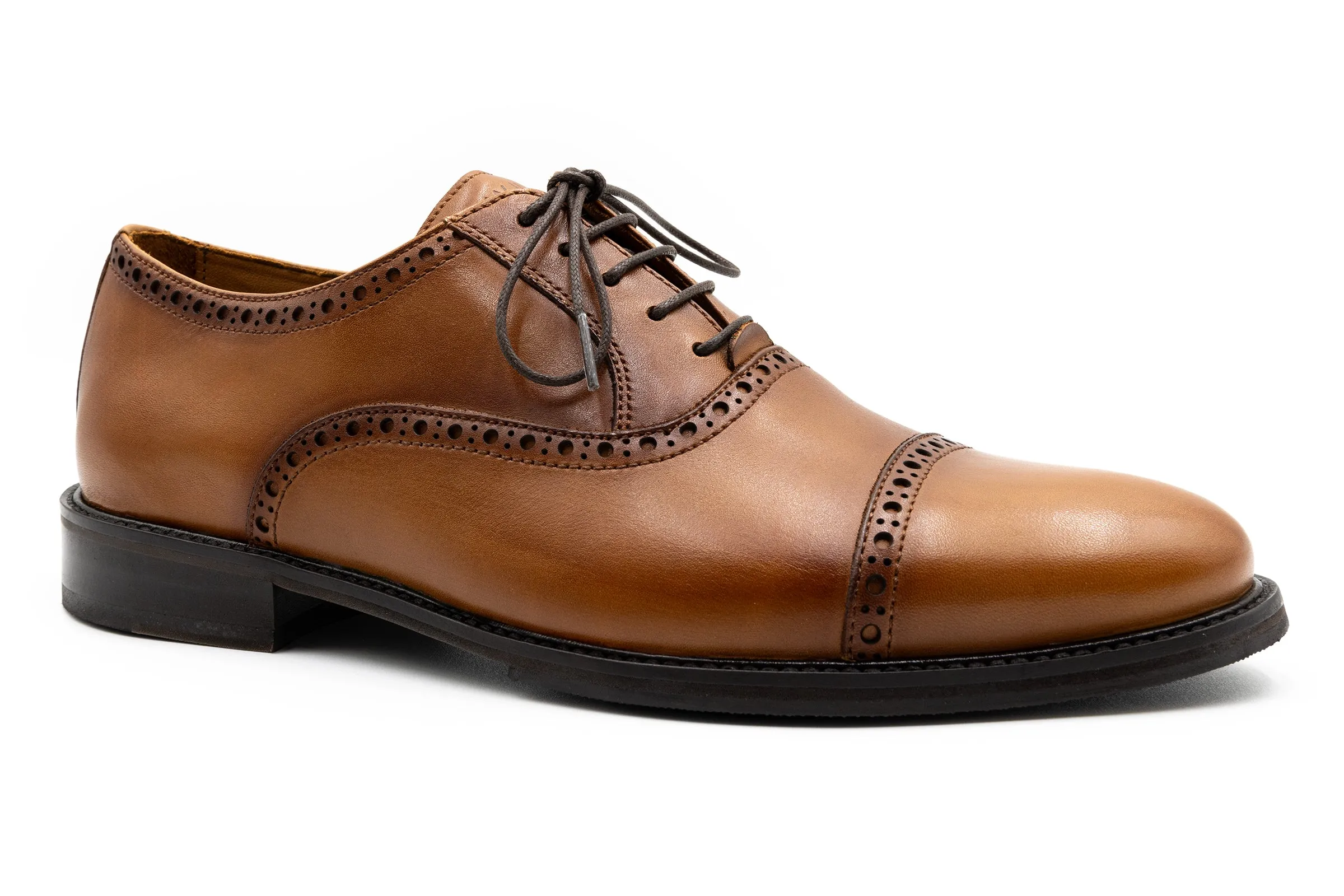 Cambridge Calf Leather Cap Toe - Whiskey