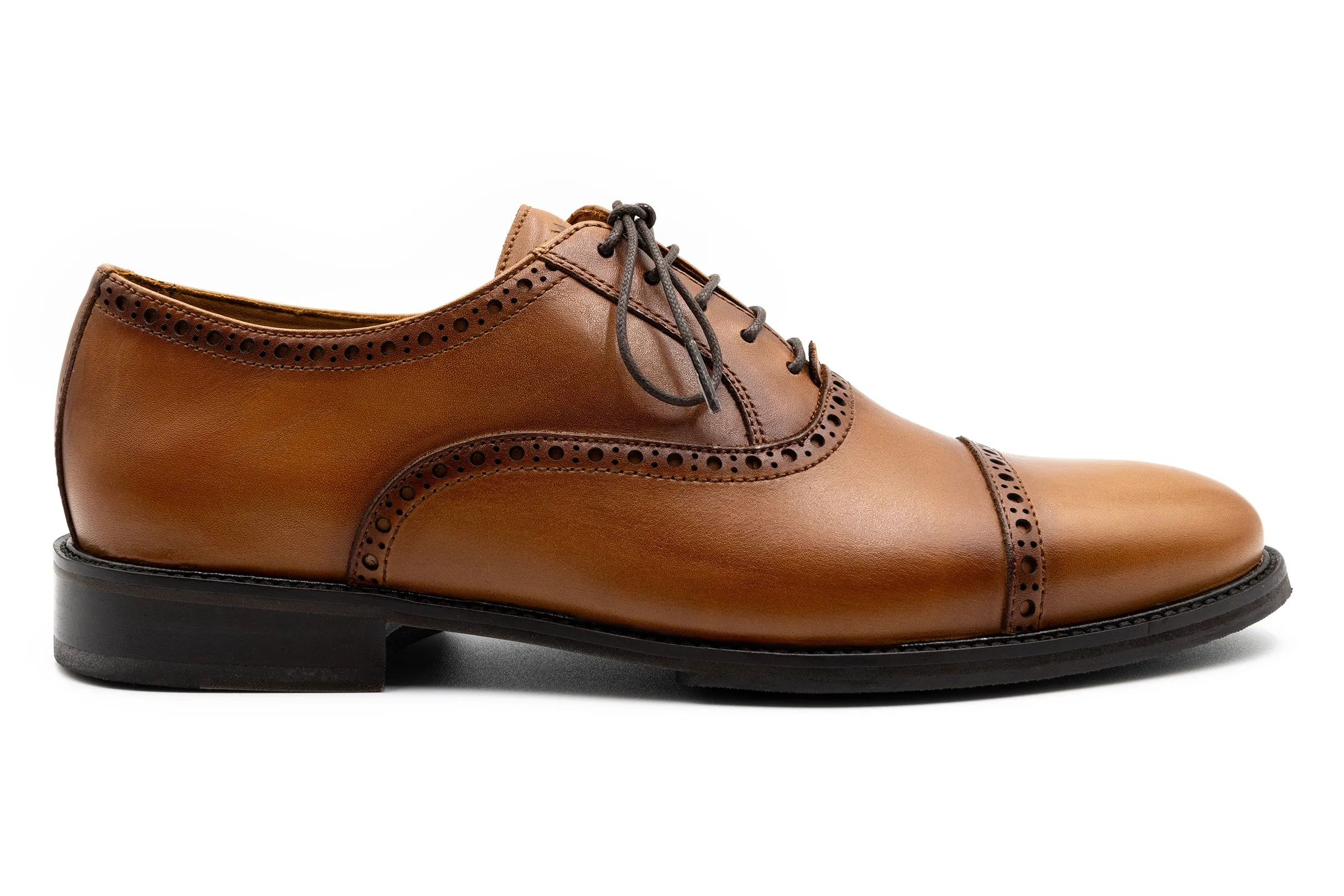 Cambridge Calf Leather Cap Toe - Whiskey