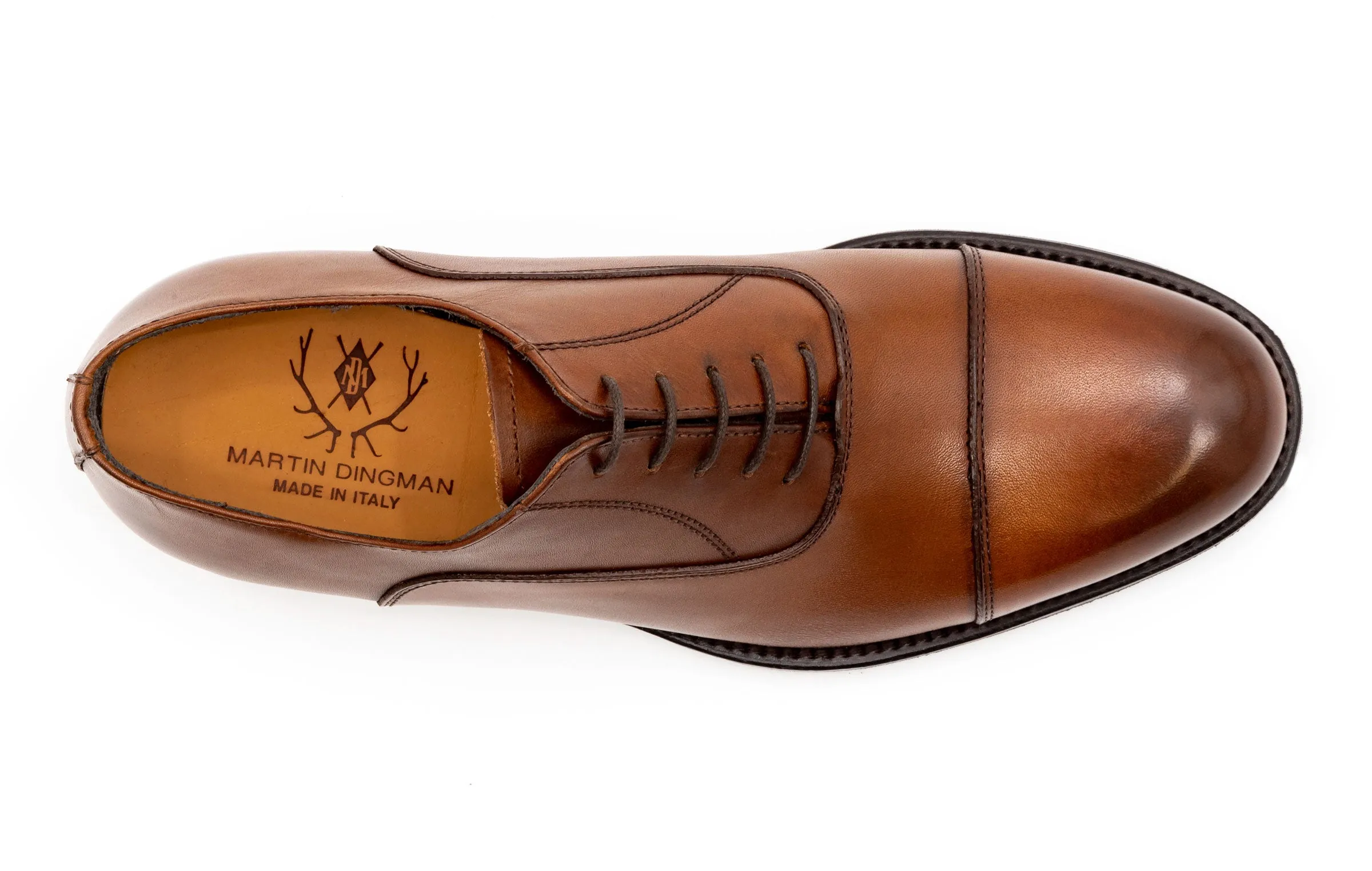 Campania Italian Calf Leather Cap Toe - Whiskey