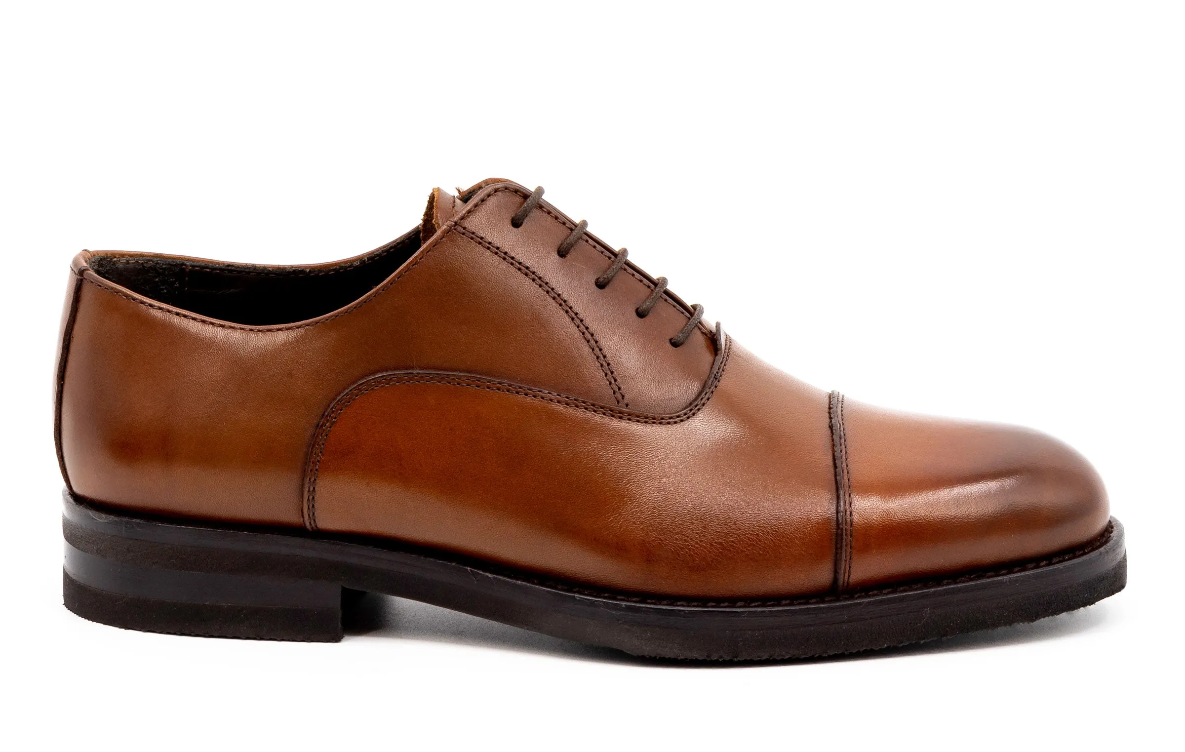 Campania Italian Calf Leather Cap Toe - Whiskey