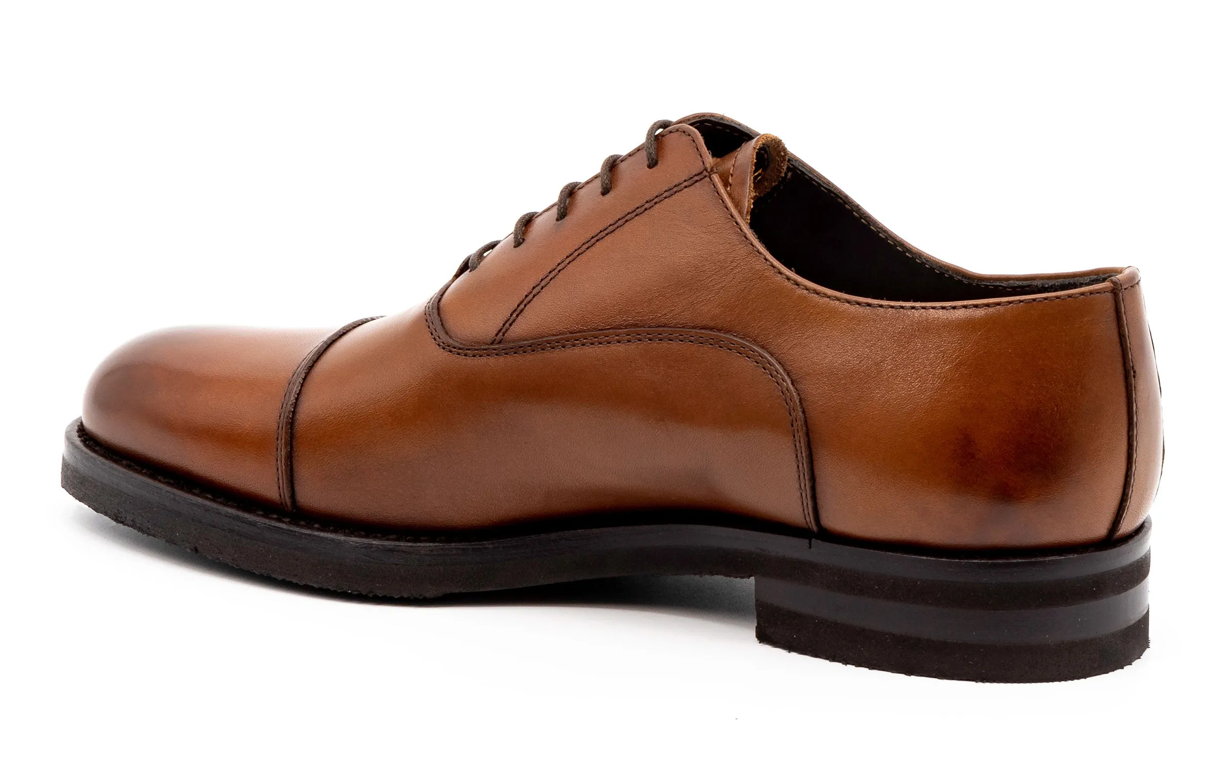 Campania Italian Calf Leather Cap Toe - Whiskey