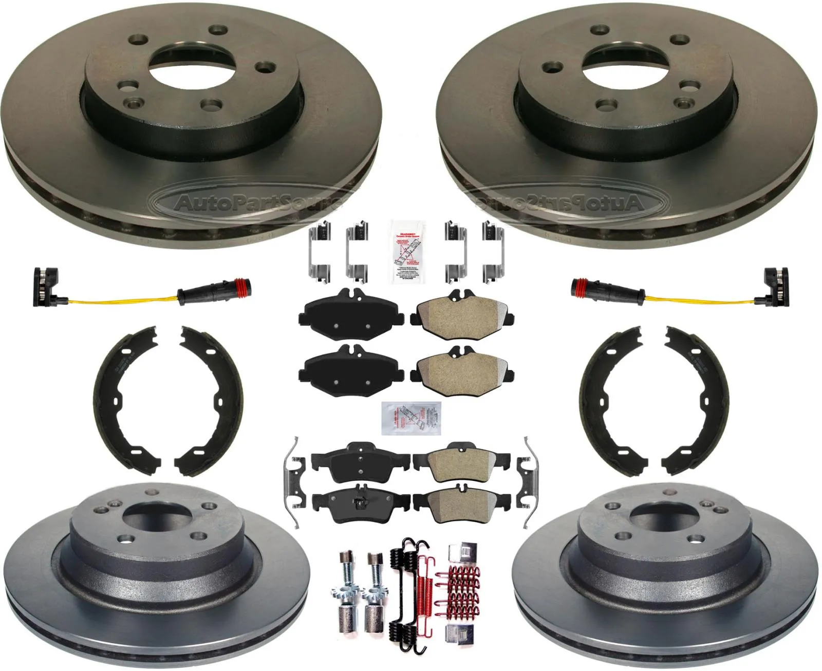 Carbon Disc Brake Rotors Pads For Mercedes Benz Base E350 2006 W/ Rear Vented