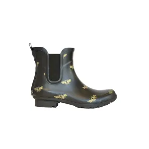 Chelsea Matte Black Bees Women’s Rain Boots